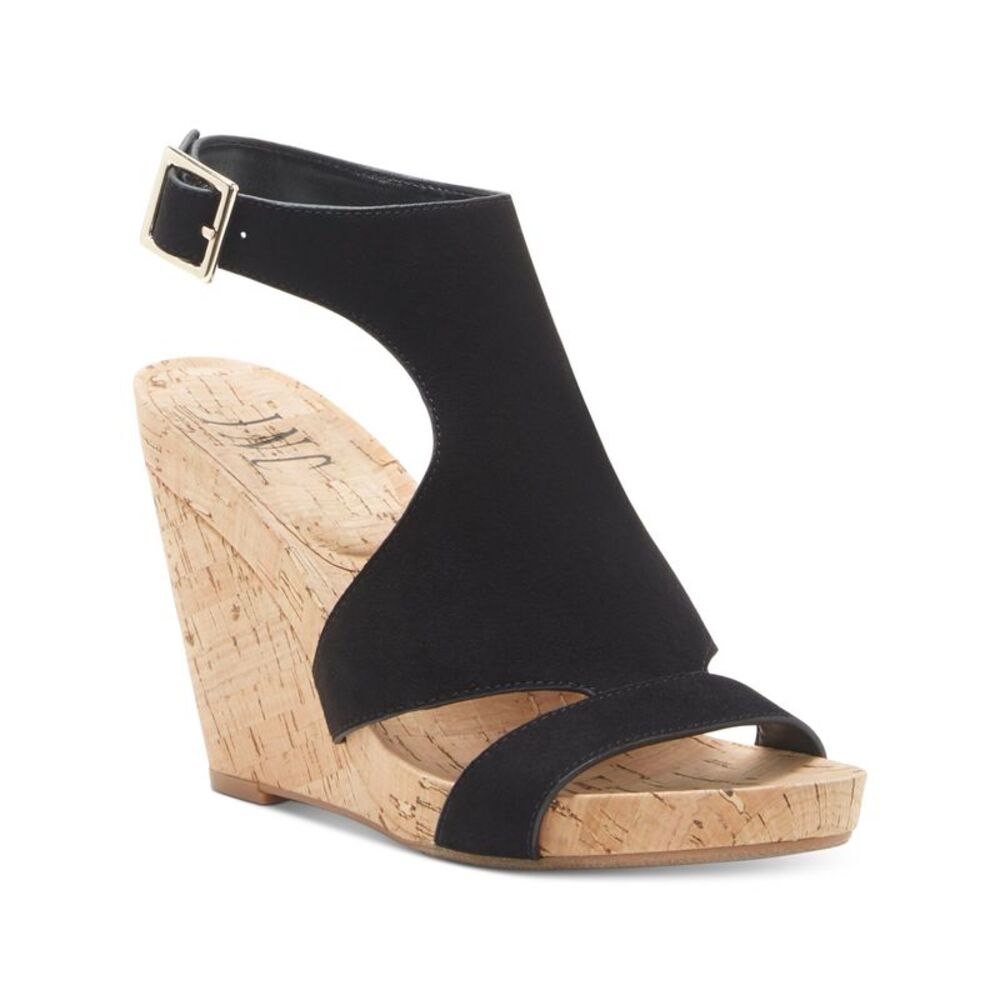 INC Womens Black 0.5" Platform Lizanne Round Toe Wedge Slingback Sandal 11 M